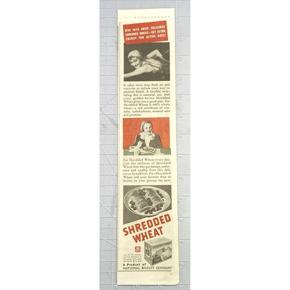 Shreaded Wheat "Dive into Crisp, Delicious Shreaded Wheat" Vintage Print Ad 1936 - Picture 1 of 2